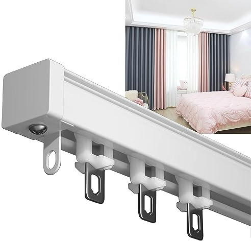 Schienen Aluminium Für Vorhang 120cm 240cm 350cm 460cm Gardienenschiene 1 Läufig, Stabil Curtain Rail Für Innen Und Außen, Mit Silent-Rolle Tragfähigkeit 80kg Für Verdunkelung Trennwand