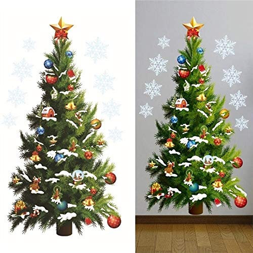 Yusat Decalcomanie da Muro per Albero di Natale Grande 70 X 50 Cm Adesivi Murali Rimovibili Fai-da-Te per Albero di Natale per Bagno Camera da Letto Soggiorno Uffici Decorazione