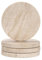 TOLIDA Lot de 4 dessous de verre ronds en travertin avec tampons en bois souple de 10 x 10 cm – Dessous de verre en travertin beige naturel pour boissons, tasses à café, décoration de bureau à