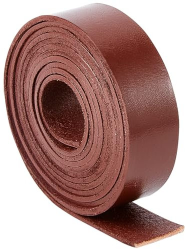 GORGECRAFT 25mm x 2m Genuine Full Grain Buffalo Leather Strips Flat Real Leather Strap 2mm Thick Leather Cord Braiding Thread Cowhide Rope for Jewelry Making Collars Belts DIY Crafts, Coconut Brown