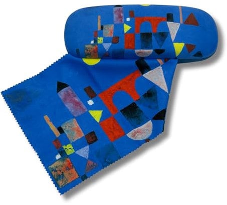 Brillenetui Hardcase mit Stoffbezug und Reinigungstuch aus Mikrofaser - FridolinEdition - Motiv: Rote Brücke - Künstler: Paul Klee
