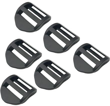 JEESHAN 6PCS 25mm Ladder Lock Slider Buckle Plastic Ladder Buckles One-Side Adjustable Adjuster for Backpack Straps Webbing Strap Black