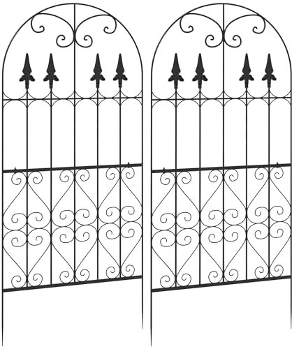 Outsunny Juego de 2 Enrejados de Jardín Soportes para Enredaderas con Marco de Acero para Plantas Trepadoras y Decoración Patio Terraza Exterior 55x128 cm Negro