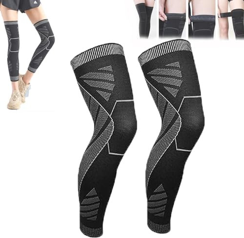ZEPOIYM Compression de Jambe complète Flytex, Manchon de Compression de Jambe complète Flytex, Soutien du Genou pour la Course, Manchons de Compression pour Genoux et Jambes (L,1 Pair)