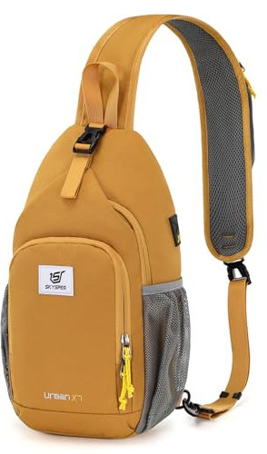 SKYSPER Sling Bag RFID Crossbody Sling Backpack Cross Body Shoulder Bag Travel Hiking Daypack for Women Men(Apricot)