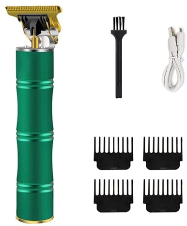 Herzberg HG04104-GRE Elektrischer Haarschneider, professionell, wiederaufladbar, Bambusgrün, ergonomisch, leistungsstark, schnelles Aufladen per USB, Motor 5 W, Schneidkopf aus Stahl, Akku mit langer