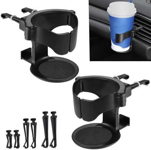 Car Cup Holder, 2 Pcs Air Vent Cup Holder for Car, Universal Car Drink Holder with Adjustable Width, Car Bottle Holder Compatible with Most Vehicles, Stable and Easy to Install