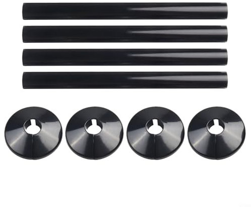 Cache-tuyaux de radiateur noirs avec 4 colliers de tuyau de radiateur (noir)