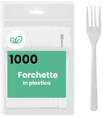 1000 forchette bianche in plastica riutilizzabili, eco riutilizzabili, lunghezza 16,5 cm, lavabili in lavastoviglie, ideali per dolci, dessert, pasta, frutta.
