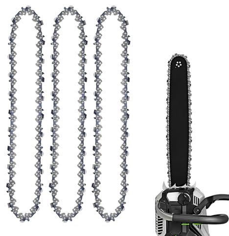 3 PCS Chainsaw Chain 12 Inch 3/8 LP Pitch .050 Gauge 45 Drive Links Right Angle Cutterhead Titanium Alloy Replacement Chain Saw Blades for 34cm Chain Guide Plate