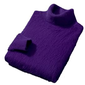 Suvoiier Uomo Slim Fit Dolcevita Maglione Uomo Tinta unita Addensato Maglione Casual A Maniche Lunghe Pullover Lavorato A Maglia, Viola, L