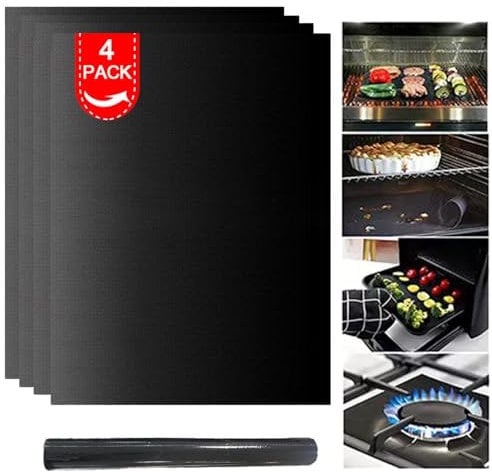 Lifhety Revestimiento de Horno, Juego de 4 Unidad, 40x33 cm Tapete de para Hornear Antiadherentes Reutilizables