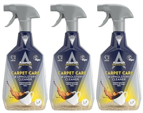 Astonish Specialist Carpet & Upholstery Tough Stains Remover Spray, for Fabrics and Laundry, Deep Cleaning and Odour Neutralising, 3 x 750ml