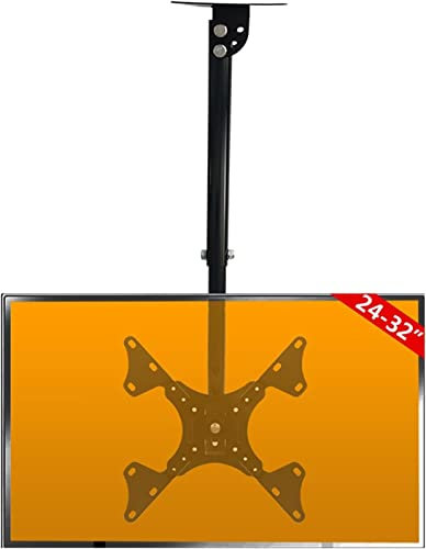 UUYRSZS Support de Plafond pour téléviseur à Hauteur réglable, Support de Tablette pivotant à 360 ° et à Mouvement Complet pour écrans Plats incurvés de 24 à 32 Pouces
