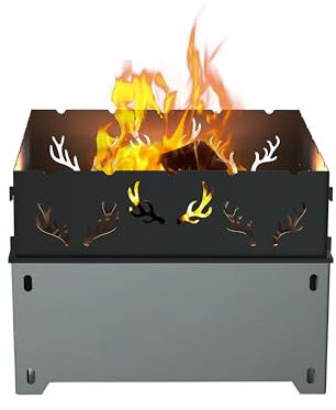 Feuerstelle für den Außenbereich, 54 cm, mit Flammenplatte, quadratische Holzfeuerstelle für Camping, Lagerfeuer, Picknicks, Hinterhof und Versammlungen im Freien