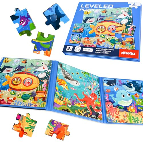 NEBURORA Magnetische Puzzles für 2–5-Jährige, Reisespiele, Reisespielzeug für Kleinkinder auf Flug- und Autofahrten, 48-teilige Puzzlespiele, Flugzeugaktivitäten für Kinder, Kindergeburtstagsgeschenke