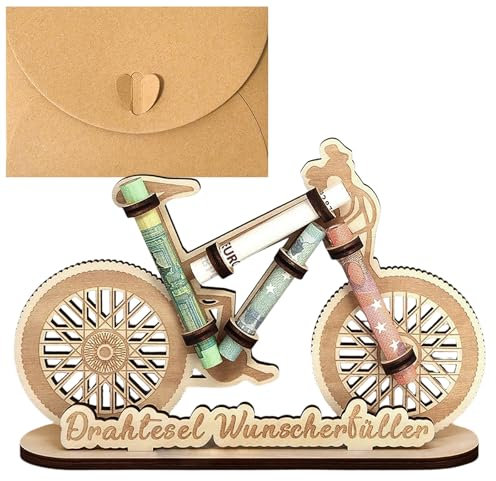Dewocke Wunscherfüller Geldgeschenk, Originelle Geburtstag Geldgeschenk Holz Kreatives, Fahrrad Geschenke, Fahrrad Deko, Geschenke für Radfahrer Freunde Familie