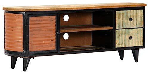 WRJENFSC TV-Schrank 120x30x45 cm Altholz Massiv Fernseher Tisch Couchtisch Wohnzimmer Möbel Tv Tisch für Schlafzimmer Wohnstube Inneres Flur