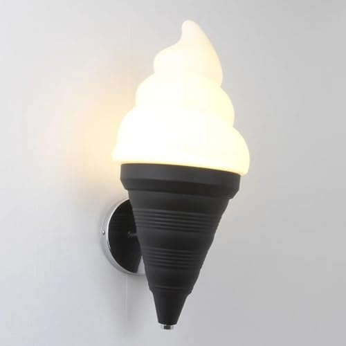 LOGT LED Wandleuchte Innen Kinderzimmerlampe Eiscreme Dekorative Wandlampe Kreative Cartoon Wandbeleuchtung Moderne Nordische Nachttischlampe Jungen Mädchen für Flur Wohnzimmer Kinderzimmer,Schwarz