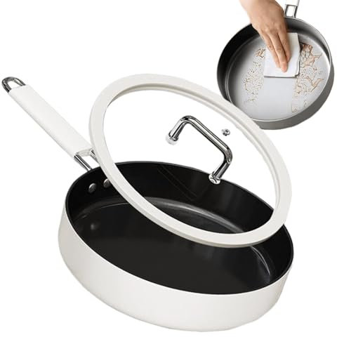 Padella Antiaderente,Padella Antiaderente con Coperchio | Pentolame in Titanio con Rivestimento Ceramico, Accessori Cucina per Stufe Elettriche a Induzione e