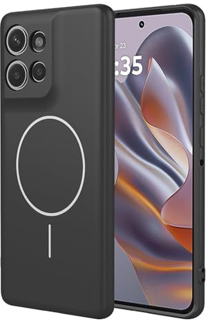 ILING Case for Motorola Edge 60 Neo/Edge 50 Neo/ThinkPhone 25, Compatible with Magnetic Charging, Ultra-thin Simple Solid Color Soft Liquid Silicone Frosted TPU Shockproof Protective Cover (Black)