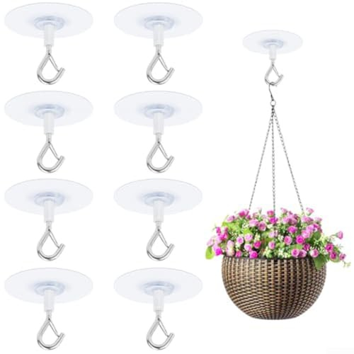 Lot de 8 crochets de plafond à colle pour accrocher des plantes d'intérieur et des rideaux, fixation sécurisée sans trou pour murs et plafonds