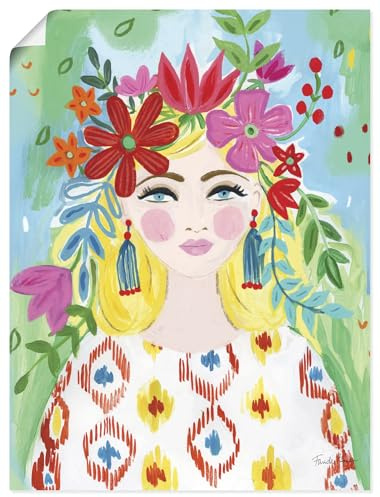 ARTLAND Wanddeko Poster & Kunstdrucke Wandposter boho deko Flower Market aesthetic Sommer Blumenmädchen Blumen U5TL