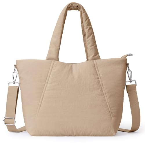 KALIDI Damen Puffer Handtasche Schultertasche Casual Multifunktionale Umhängetaschen Groß für Arbeit Schule Shopper Lässige täglich,Braun