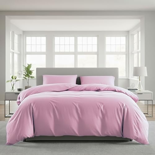 Lavea® Bettwäsche 200x220 cm, 3-teilig, 1 Bettbezug 200x220 cm, 2 Kissenbezüge 80x80 cm, Mikrofaser, weich, atmungsaktiv, pflegeleicht, hypoallergen, Markenreißverschluss, Bettwäsche-Sets Rosa