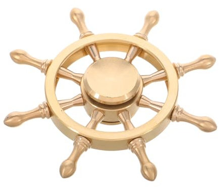 Alipis Messing Schiffssteuerrad Deko Klein 2.95X2.95X0.39In Drehbar Büro Briefbeschwerer Maritime Schreibtischdekoration Wohnzimmer Ornamente
