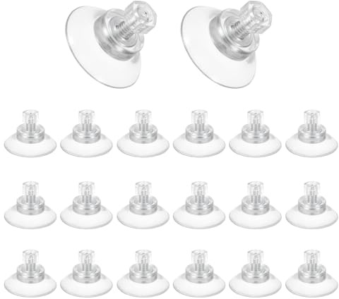 PATIKIL Ventose Con Dadi A Vite M6 X 10 1.3(32mm), 20 Pezzi PVC Plastica Trasparente Forte Adesivo Porta Ventosa Per Vetro Finestra Specchio Muro Porta Cucina Bagno