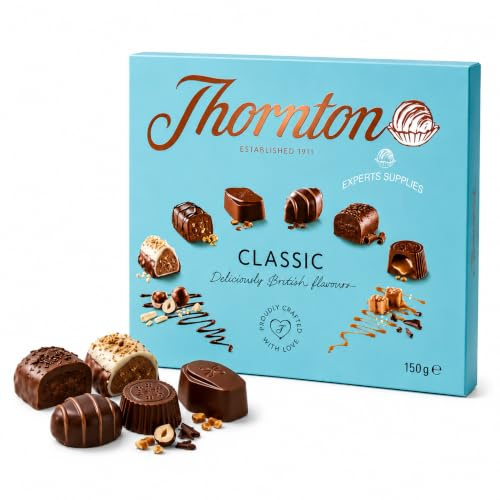 Thorntons Classic Collection Chocolates Gift Box, Assorted Milk, White & Dark Chocolates, Perfect for Valentine’s Day, Birthday & Special Occasions, 14 Pieces (150g)