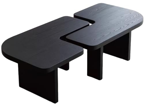 Unregelmäßig geformter Couchtisch im Wabi-Sabi-Stil, einzeln oder in verschiedenen Kombinationen erhältlich, aus Massivholz, geeignet für Wohnzimmer, Schlafzimmer und Balkon L-shape Combination