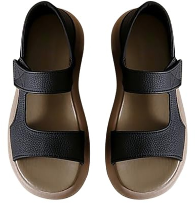 Uwdiohq Sandales D'Été Pour Femmes, Bout Ouvert, Rond, Semelle Épaisse, Une Ligne Avec Deux De Plage Portables Baskets Noires Femmes Enfiler Chaussures Randonnée Femme Sandalettes Sandale Et