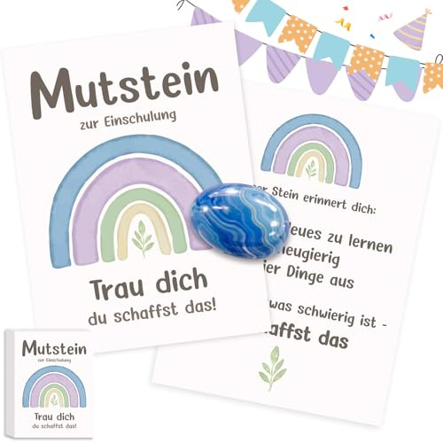 YUNYAKARSA Geschenke zur Einschulung Junge Schultüte Füllung, Mutstein Glücksbringer Schulanfang Schulkind 2026 Schultüte Jungen Füllung, Mutmacher Einschulung Geschenk Einschulungsgeschenk