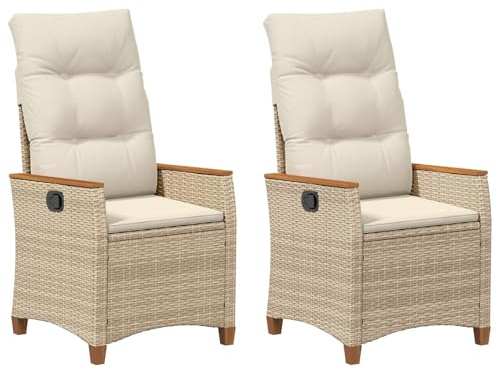 vidaXL Verstellbarer Gartenstuhl Beige und Creme 64 x 57,5 x 112 cm