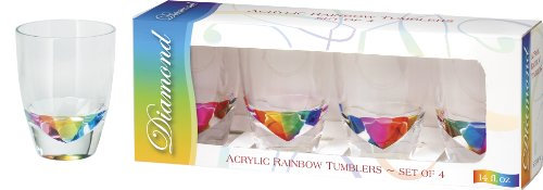 Merritt International Acrylic Drinkware Gift Sets Rainbow Diamond Tumbler 14-Ounce