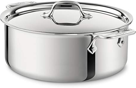 All-Clad D3 3-Ply Stainless Steel Stockpot 6 Quart Induction Oven Broiler Safe 600F Pots and Pans, Cookware Silver