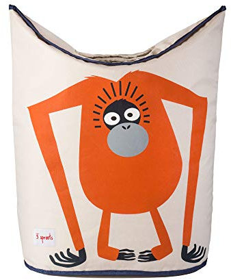 3 Sprouts - Wäschekorb Kinderzimmer - Wäschesack Kinder, Kinder Wäschekorb mit Tiermotiv - Wäschekorb Babyzimmer, Wäschesammler Kinder - Orang-Utan
