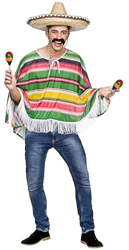 Wicked Costumes Adult Mexican Poncho Fancy Dress Costume – Fiesta, Mariachi & Festival Outfit for Parties & Events - One SIze