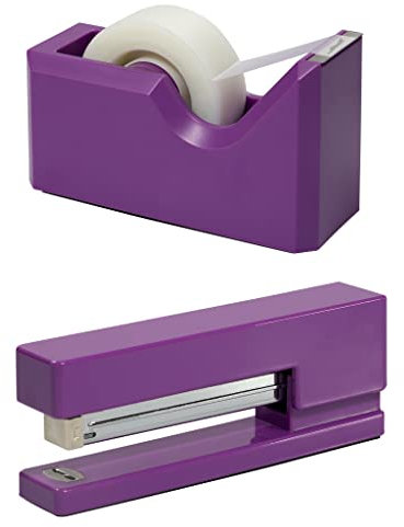 JAM PAPER Office & Desk Sets - 1 Stapler & 1 Tape Dispenser - Purple - 2/Pack
