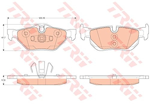 TRW GDB2050 Brake Pad Set of 4 Compatible for BMW 3 (E90) 2004-2012 Rear Axle and Other Vehicles