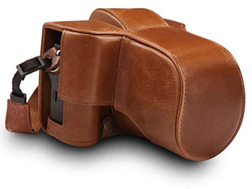 MegaGear MG1551 Fujifilm X-T3 (XF23mm - XF56mm & 18-55mm Lens) Ever Ready Echtleder Kamera-Case mit Trageriemen - Braun
