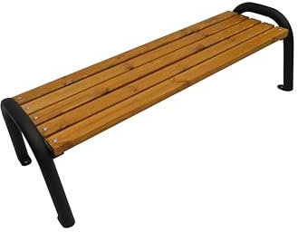 PRIMARIO Gartenbank Ohne Lehne Park Holz Massiv Sitz Garten Balkon Metall Wetterfest Robust Stabil Langlebig Gartenmöbel Erwachsene und Kinder Outdoor (Eiche, 200, CE)