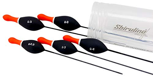 Sbirulino® Kit 5 Stücke Set Forellenpose, Angelpose, ideal für Forellenangeln, Forellensee, Forellenteich, Tremarella. Posenbehälter inbegriffen.