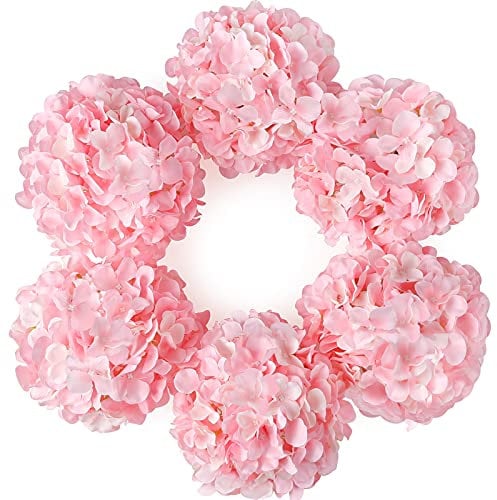 DuHouse Hortensien Kunstblumen, künstliche Blume Seide Hortensie mit Stiel, 22cm Fake Hortensien Blumen Köpfe für Hochzeit nach Hause Garten Mittelstück Dekorationen, 6 Stück(Rosa)