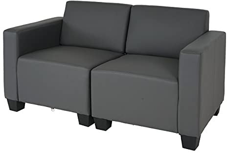 Mendler Modular 2-Sitzer Sofa Couch Lyon, Kunstleder - dunkelgrau