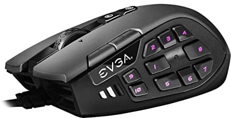 EVGA X15 MMO Gaming Mouse, 8k, Wired, Black, Customizable, 16,000 dpi, 5 Profiles, 20 Buttons, Ergonomic 904-W1-15BK-K3