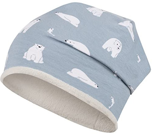 Maja Wintermütze Mädchen Junge Beanie gefüttert Kindermütze Bären, Größe: 54-56, Farbe: Hellblau
