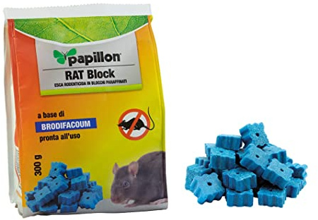 Esca Rodenticida in Blocchi Paraffinati Rat Block 300 Gr Topicida Uso Interno Esterno Pronto all'Uso
